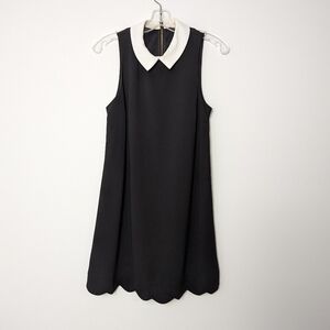 Monteau Los Angeles Contrast Collar Black Shift Dress, Size M